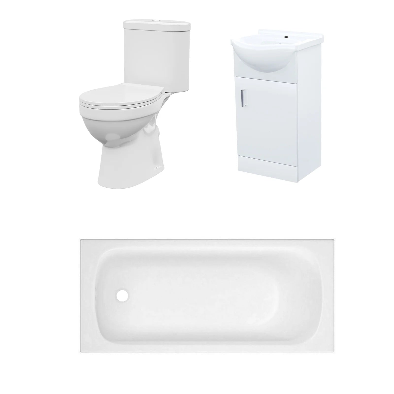Bathroom Suite 1500mm Round Bathtub With 450mm Freestanding Vanity and Toilet