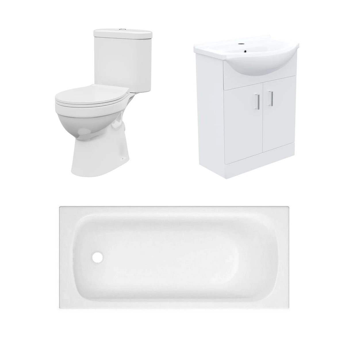 Bathroom Suite 1500mm Round Bathtub with 550mm Freestanding Vanity & Toilet