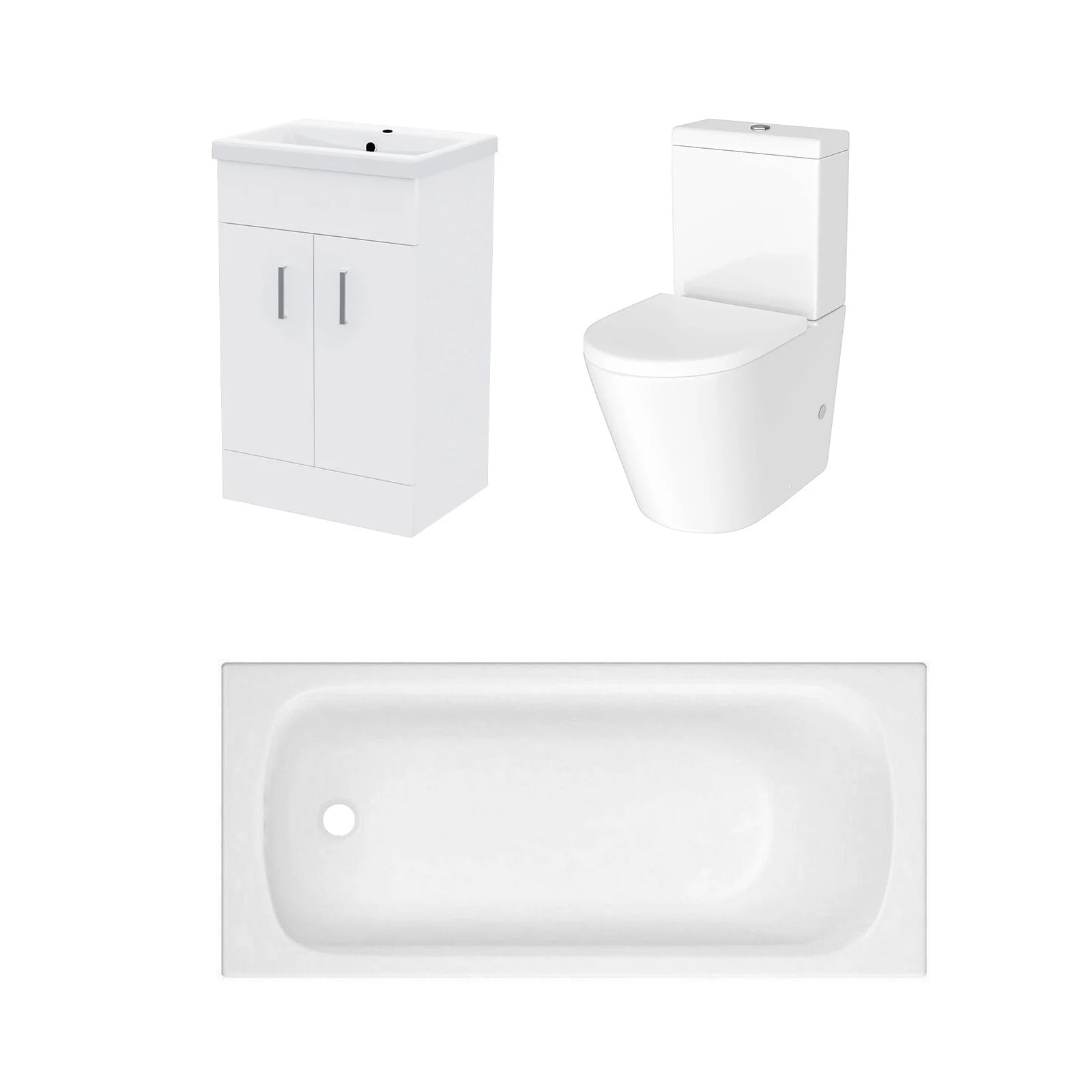 Bathroom Suite 1500mm Round Bathtub With Freestanding Vanity & Close Coupled Toilet