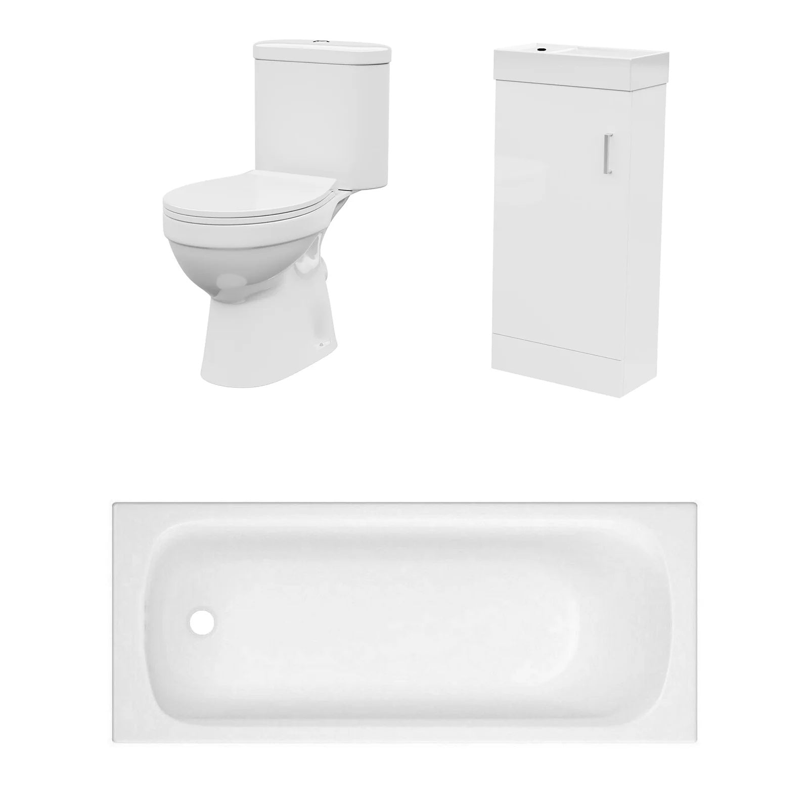 Bathroom Suite 1600mm Round Bathtub with 400mm Freestanding Vanity & Toilet