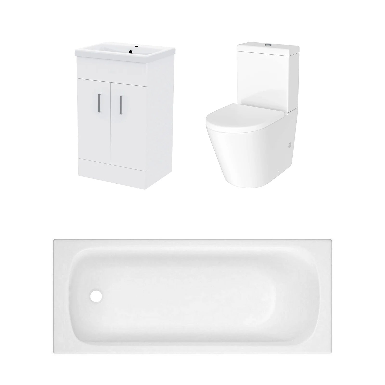 Bathroom Suite 1600mm Round Bathtub With Freestanding Vanity & Close Coupled Toilet