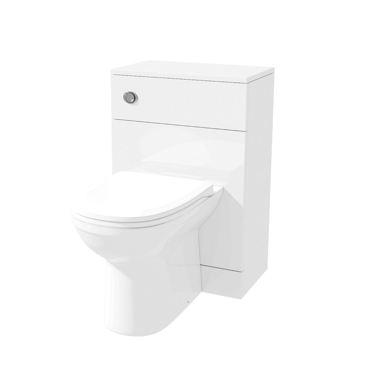 Melbourne White Modern BTW WC Unit + Round Toilet + Soft Close Seat