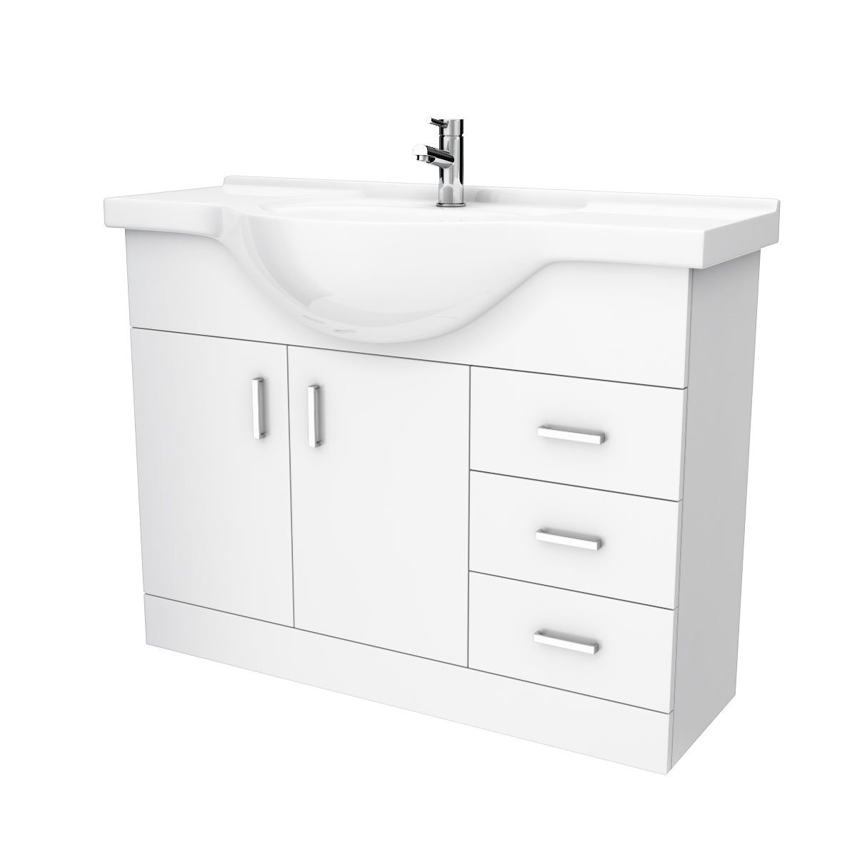 Ellen 1050mm Floor Standing 2 Door Basin Vanity Unit White