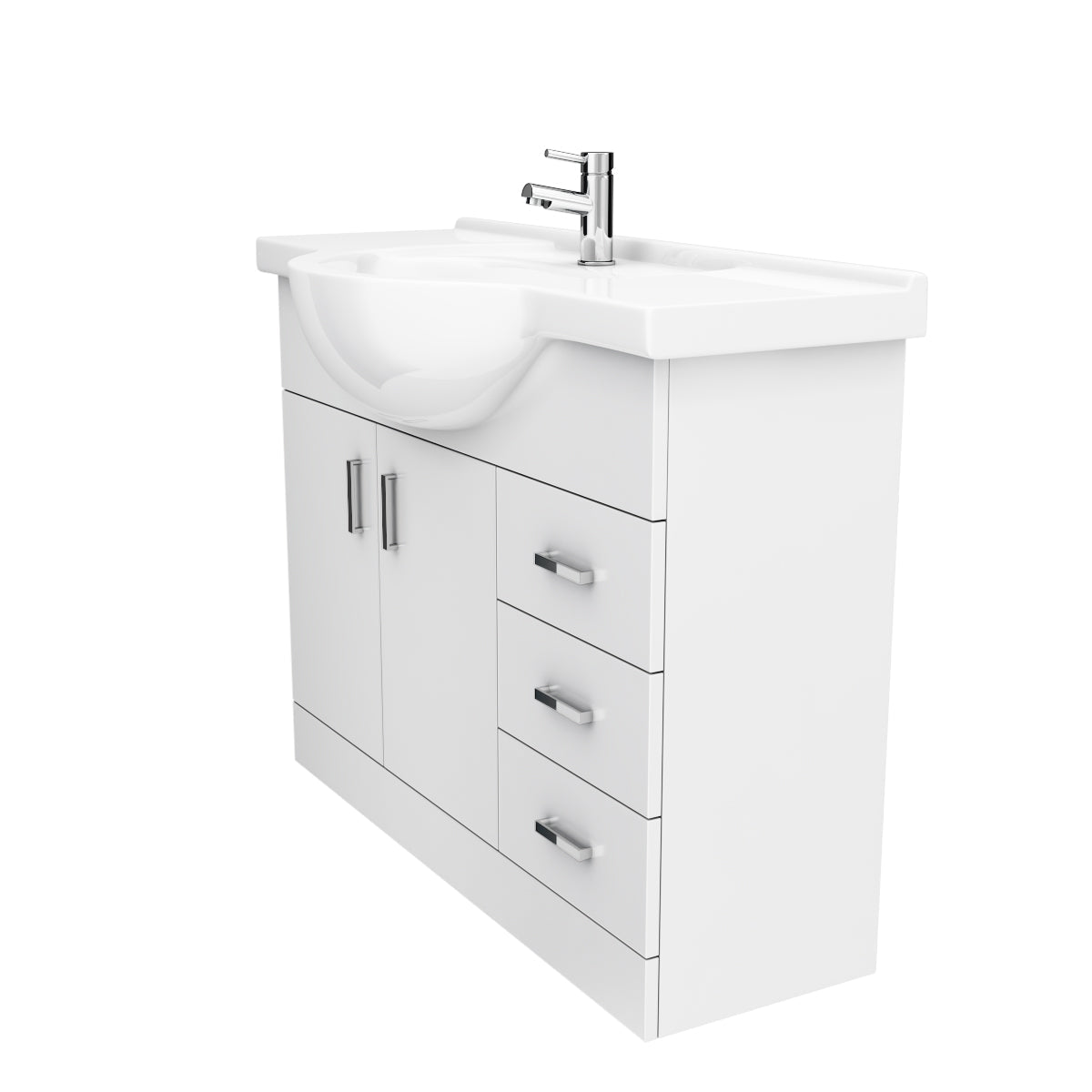 Ellen 1050mm Floor Standing 2 Door Basin Vanity Unit White