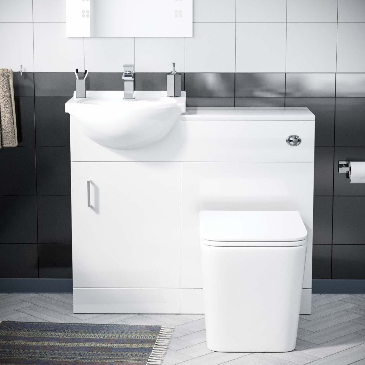 Ellen 450mm Vanity Basin Unit, WC Unit & Elora Back To Wall Toilet White