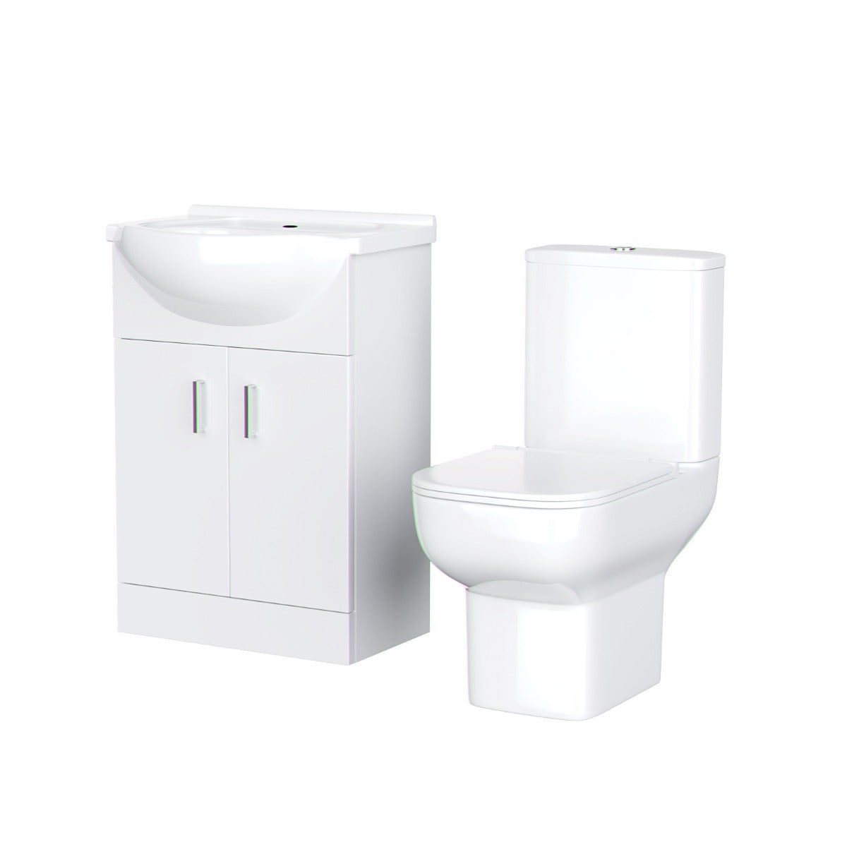 Ellen 550mm Freestanding Vanity Basin Unit & Close Coupled Toilet White