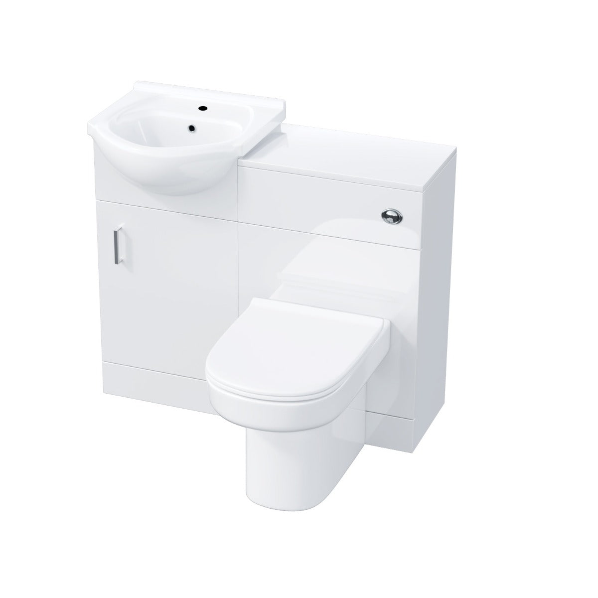 Ellen 450mm Vanity Basin Unit, WC Unit & Chem Back To Wall Toilet White