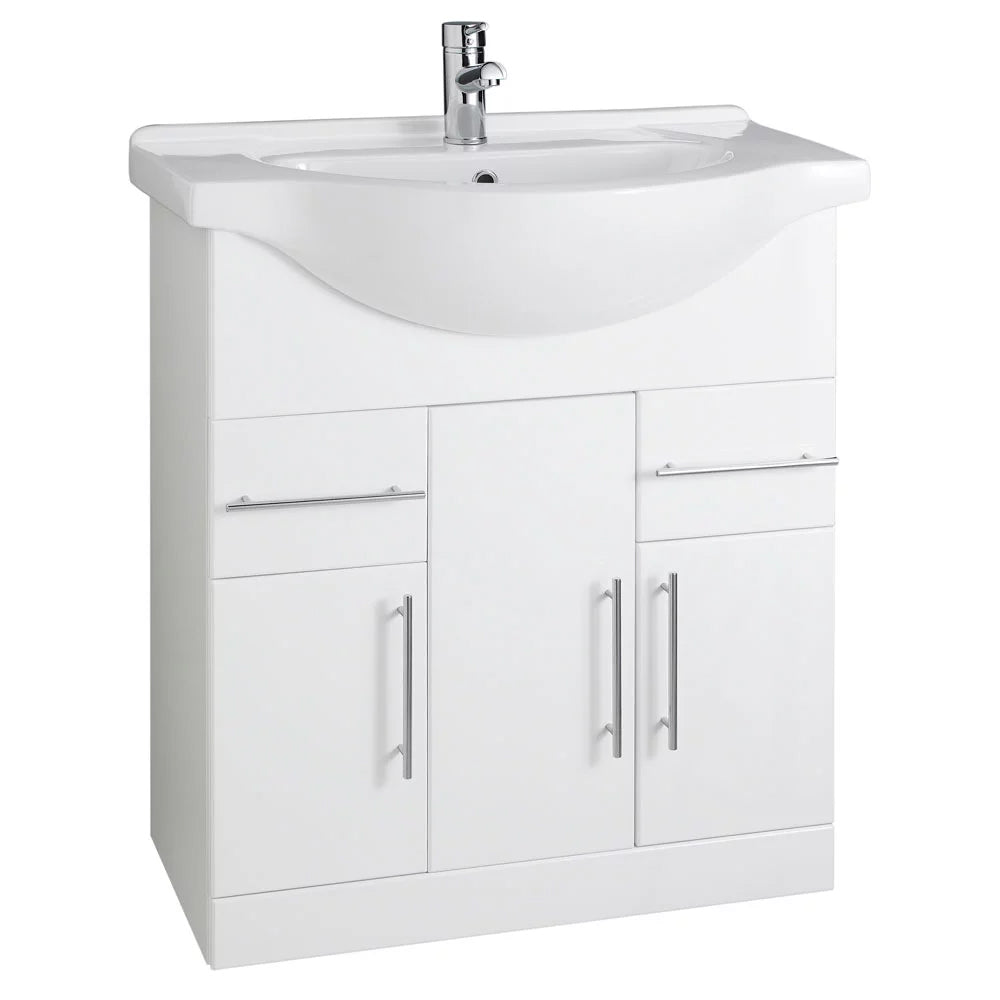 Modern White 3 Piece Bathroom Suite | 1700mm Bath + 800mm Vanity Basin & Close Coupled Toilet | Bathroom Republic
