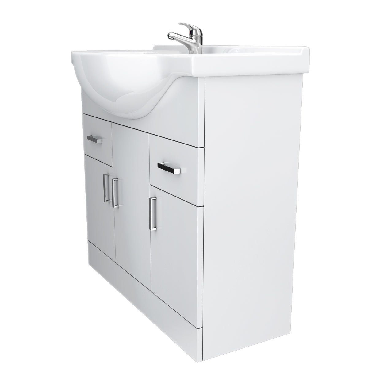Ellen 850mm Floorstanding 3 Door Basin Vanity Unit White