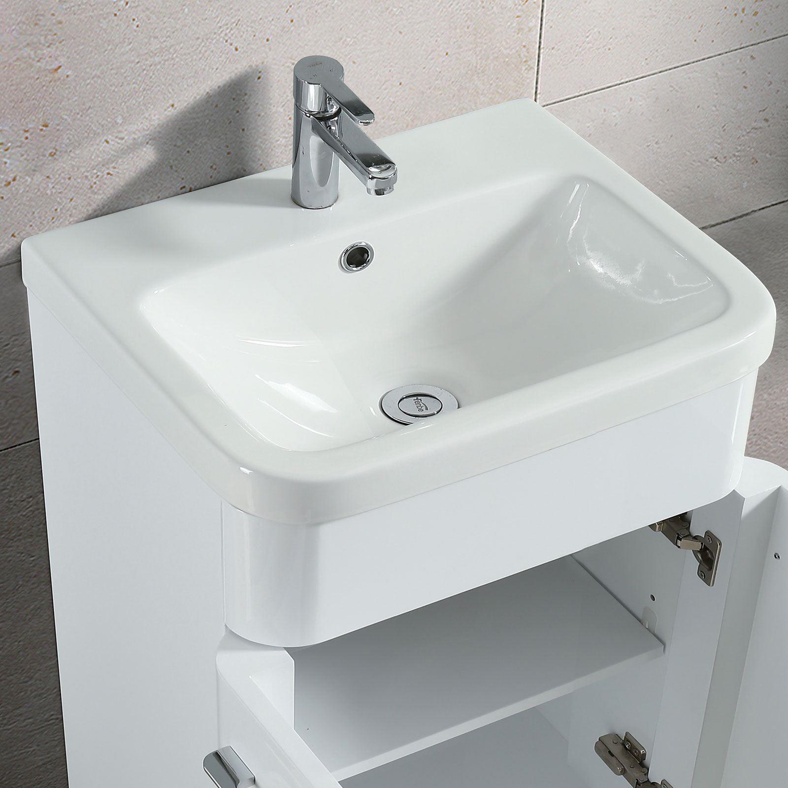 Afern 500mm Freestanding Vanity Unit Ceramic Basin Cabinet Gloss White