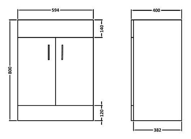 Nanuya 600mm Freestanding White Vanity Unit (Excluding Basin)