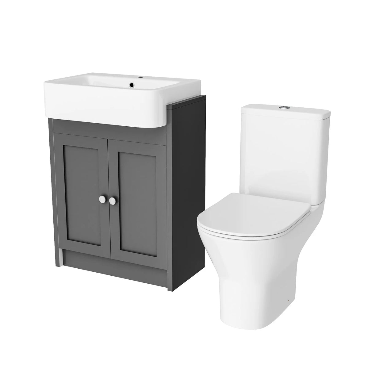 Camberly 600mm Basin Vanity With Open Back Close Coupled Toilet - Anthracite