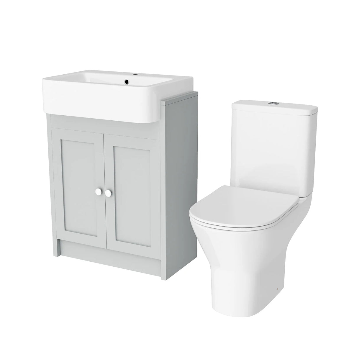 Camberly 600mm Basin Vanity With Open Back Close Coupled Toilet - Matte Grey