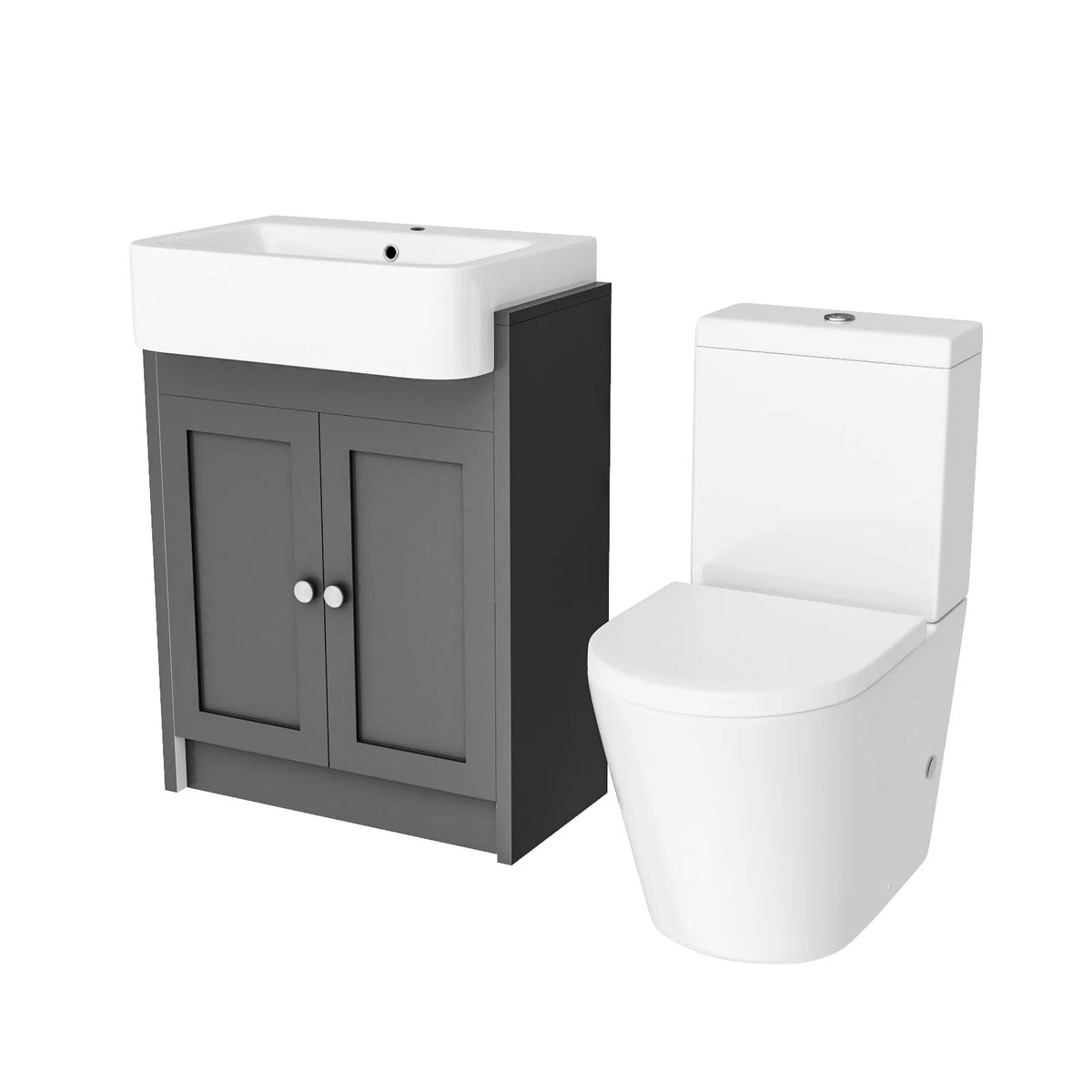 Camberly 600mm Basin Vanity Unit With Rimless Close Coupled Toilet - Anthracite