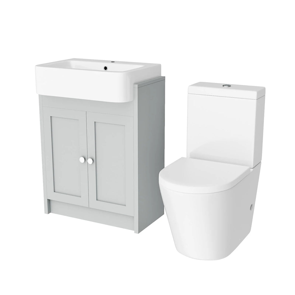 Camberly 600mm Basin Vanity Unit With Rimless Close Coupled Toilet - Matte Grey