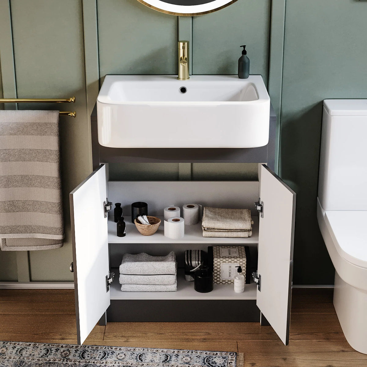 Camberly 600mm Freestanding Vanity Unit With Close Coupled Toilet - Anthracite