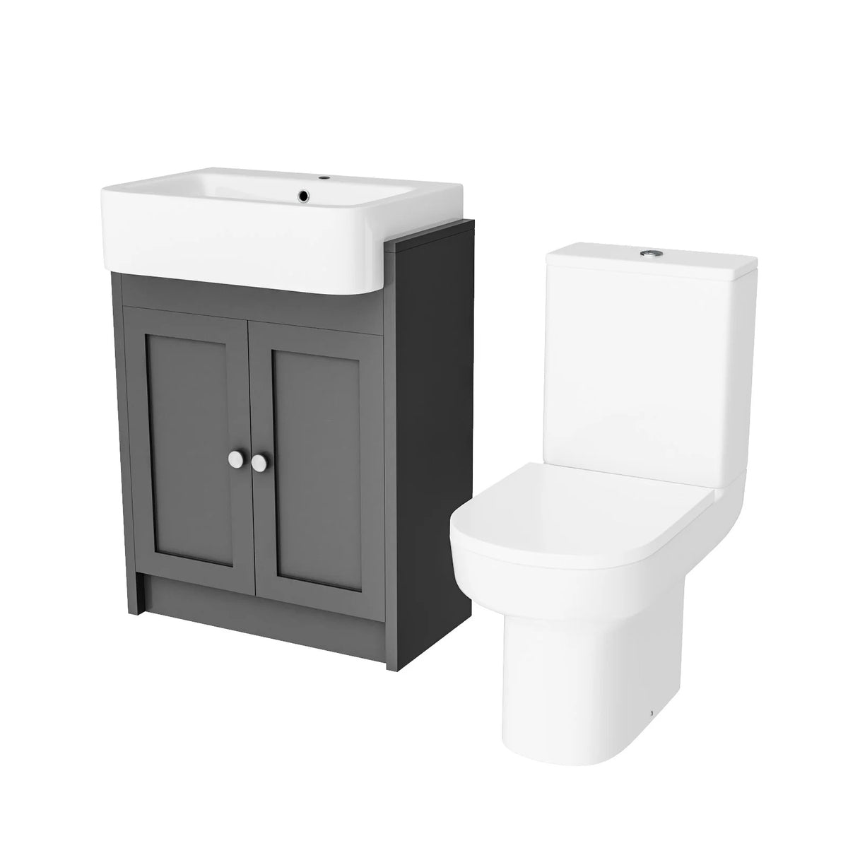 Camberly 600mm Freestanding Vanity Unit With Close Coupled Toilet - Anthracite