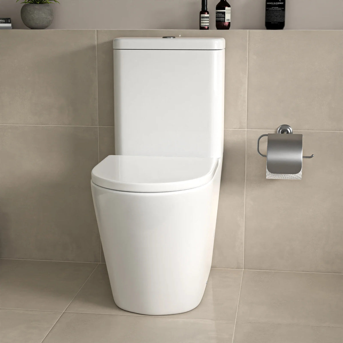 Cobley Round Comfort Height Rimless Close Coupled Cistern, Pan and Seat