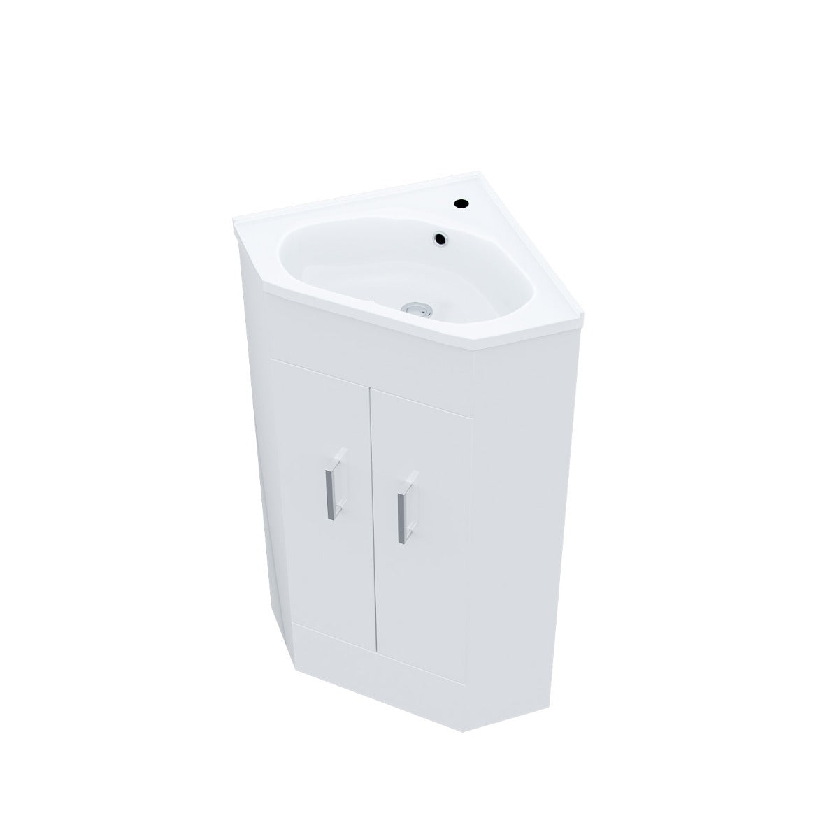 Nanuya 550mm Floor Standing Corner Unit And Ceramic Basin Alpine Gloss White