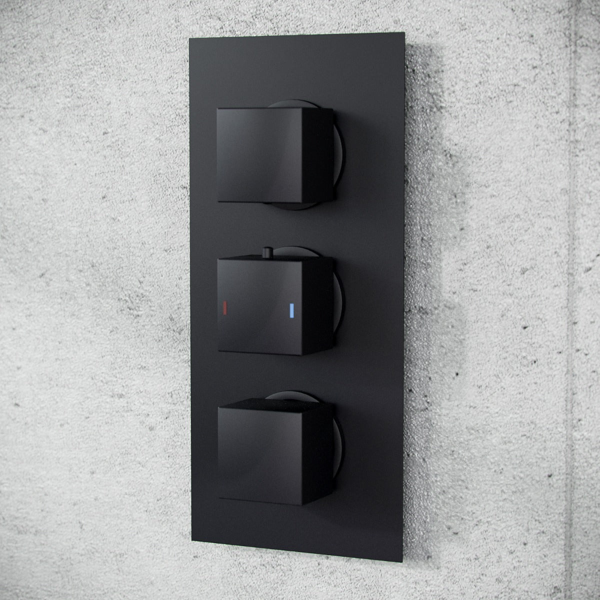 Temel Matte Black Square Shower Head Concealed Thermostatic Mixer Valve+ Handset & Shower Head