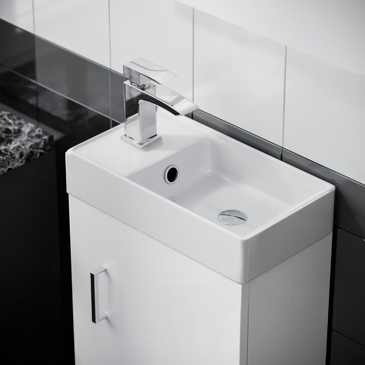 Nanuya 400mm Cloakroom Vanity Basin Unit & Rimless Close Coupled Toilet White