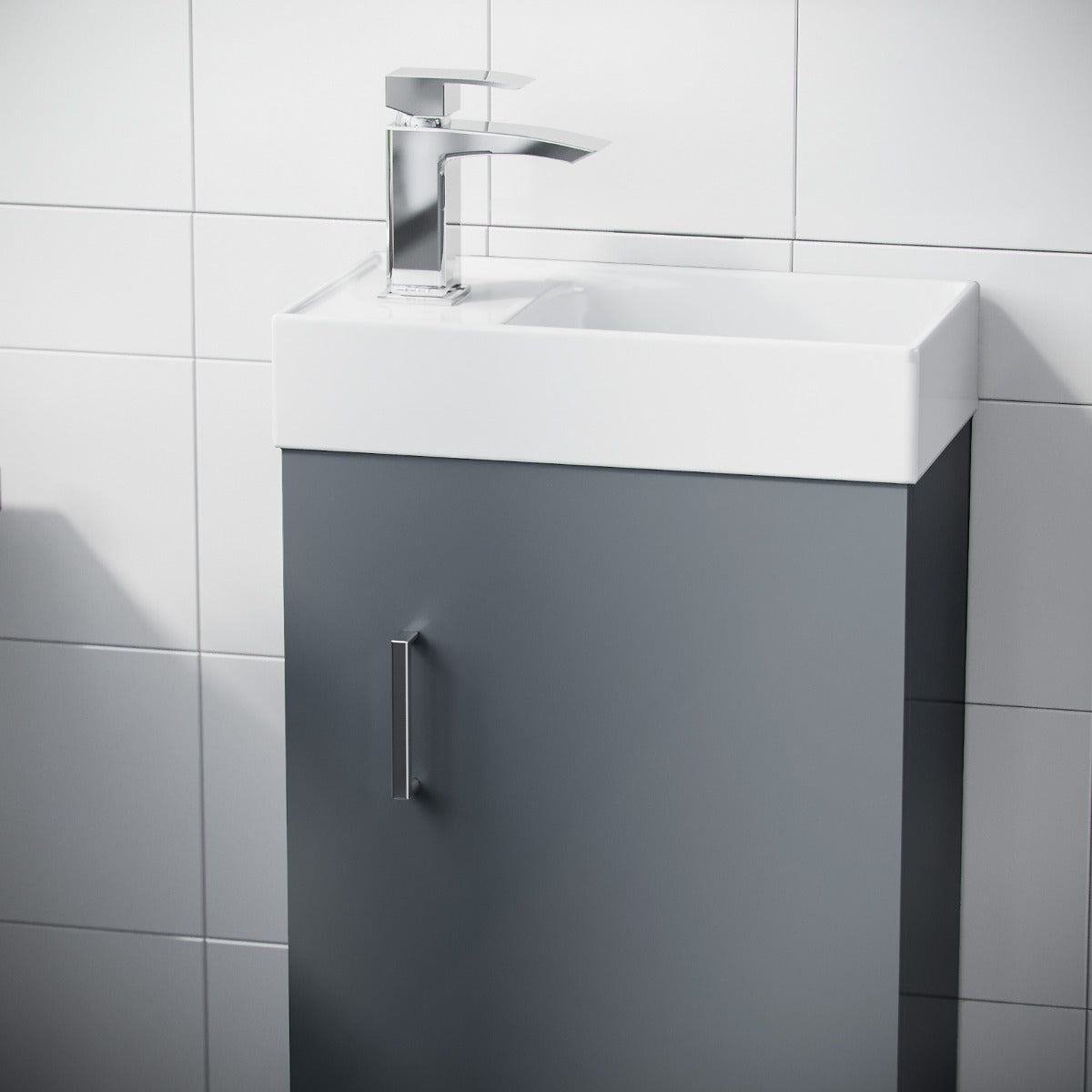 Nanuya 400mm Cloakroom Wall Hung Basin Vanity Unit Grey