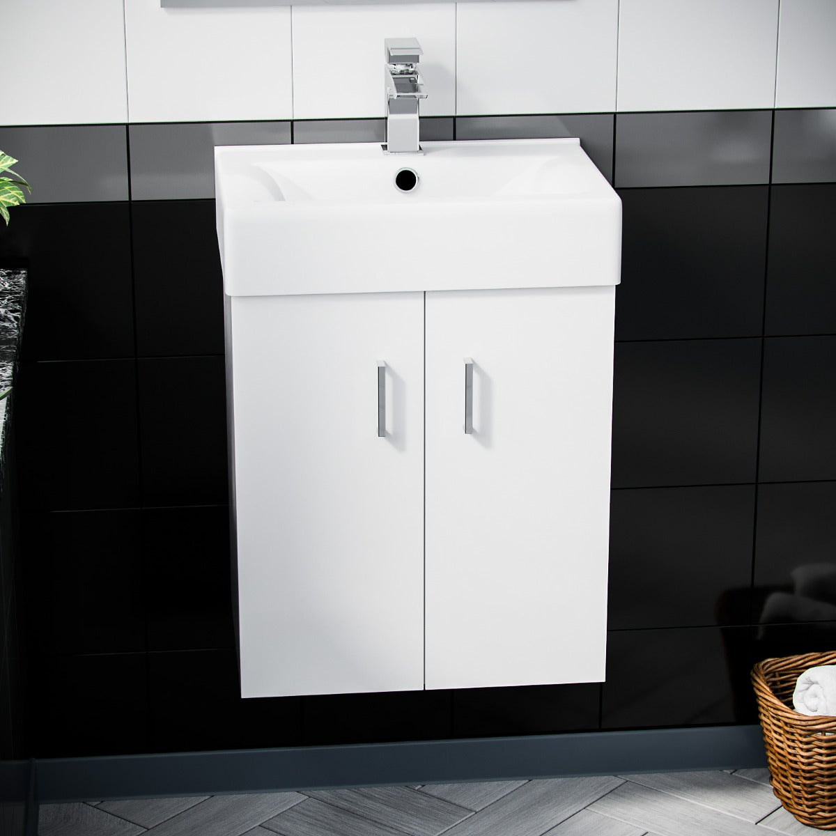 Nanuya 450mm White Gloss Wall Hung Basin Vanity Unit