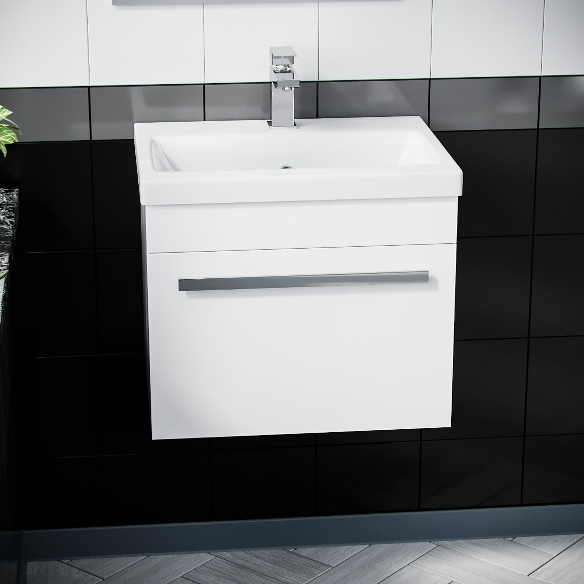 Nanuya 500mm Wall Hung 1 Drawer Basin Vanity Unit White