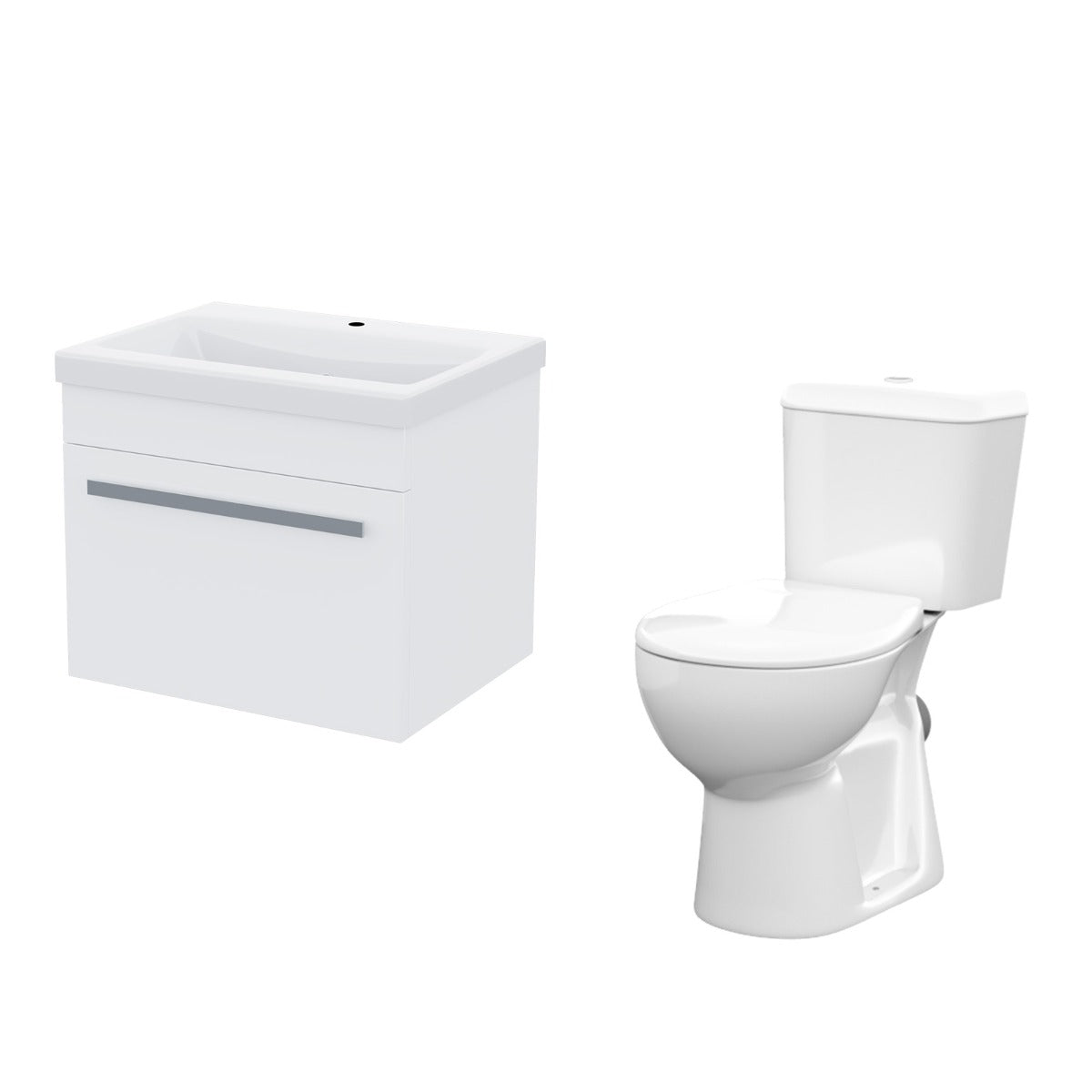 Nanuya 500mm Wall Hung 1 Drawer Vanity Unit Gloss White And Complete Toilet Set