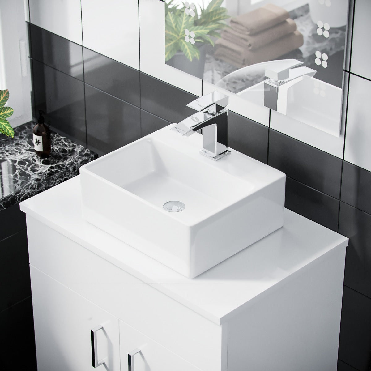 Nanuya 500mm White Vanity Cabinet and Small Rectangle Counter Top Basin Unit