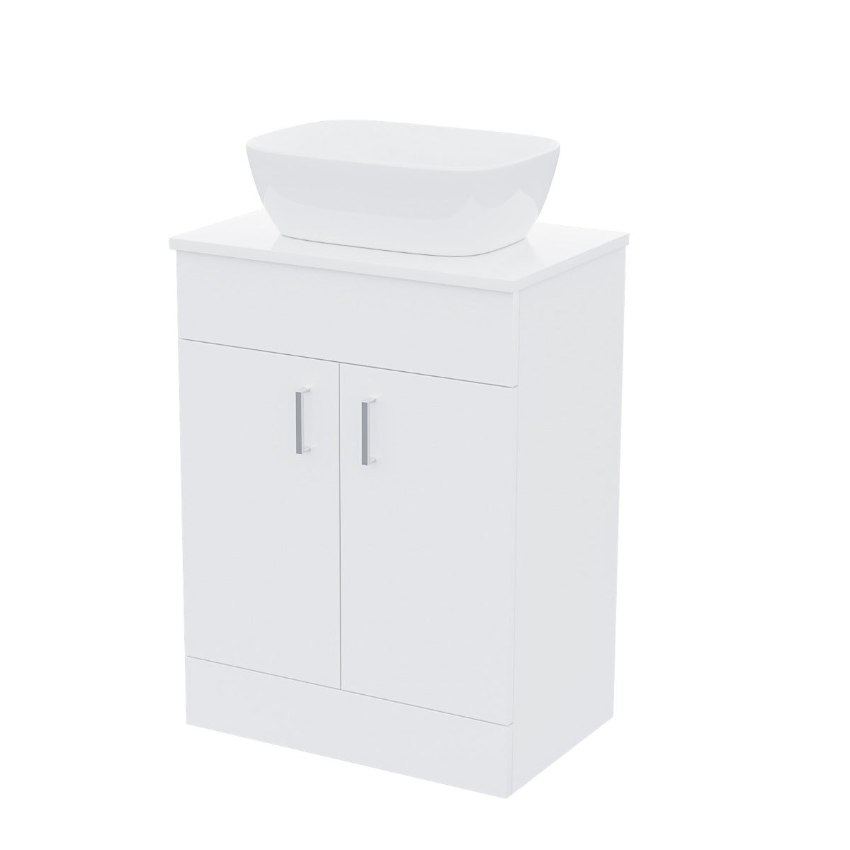 Nanuya 500mm White Vanity Cabinet and Rectangle Curved Edges Counter Top Basin