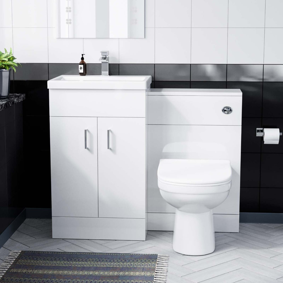 Nanuya 500mm Vanity Basin FP, WC Unit & Elso Back to Wall White