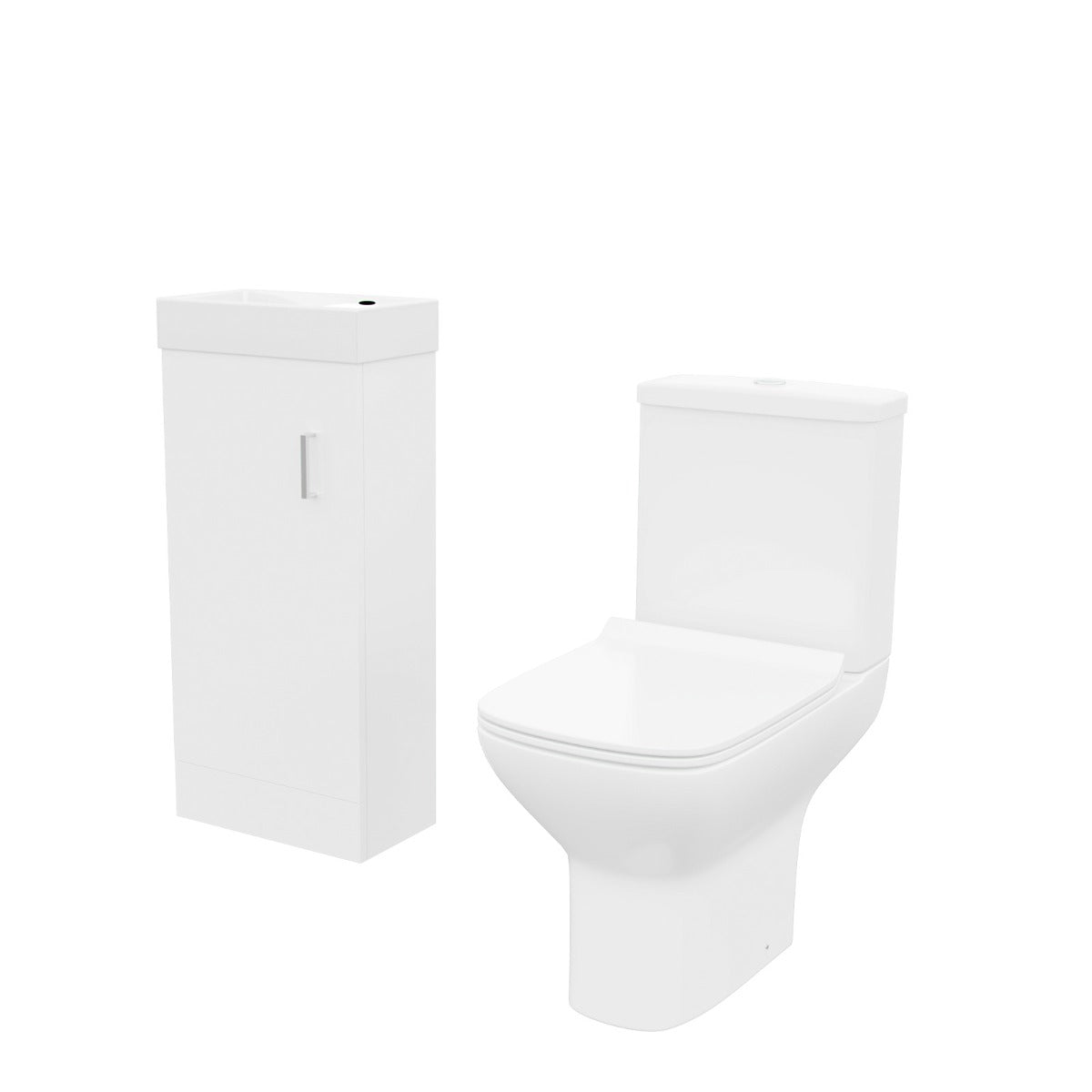 Nanuya 400mm Cloakroom Vanity Basin Unit & Rimless Close Coupled Toilet White