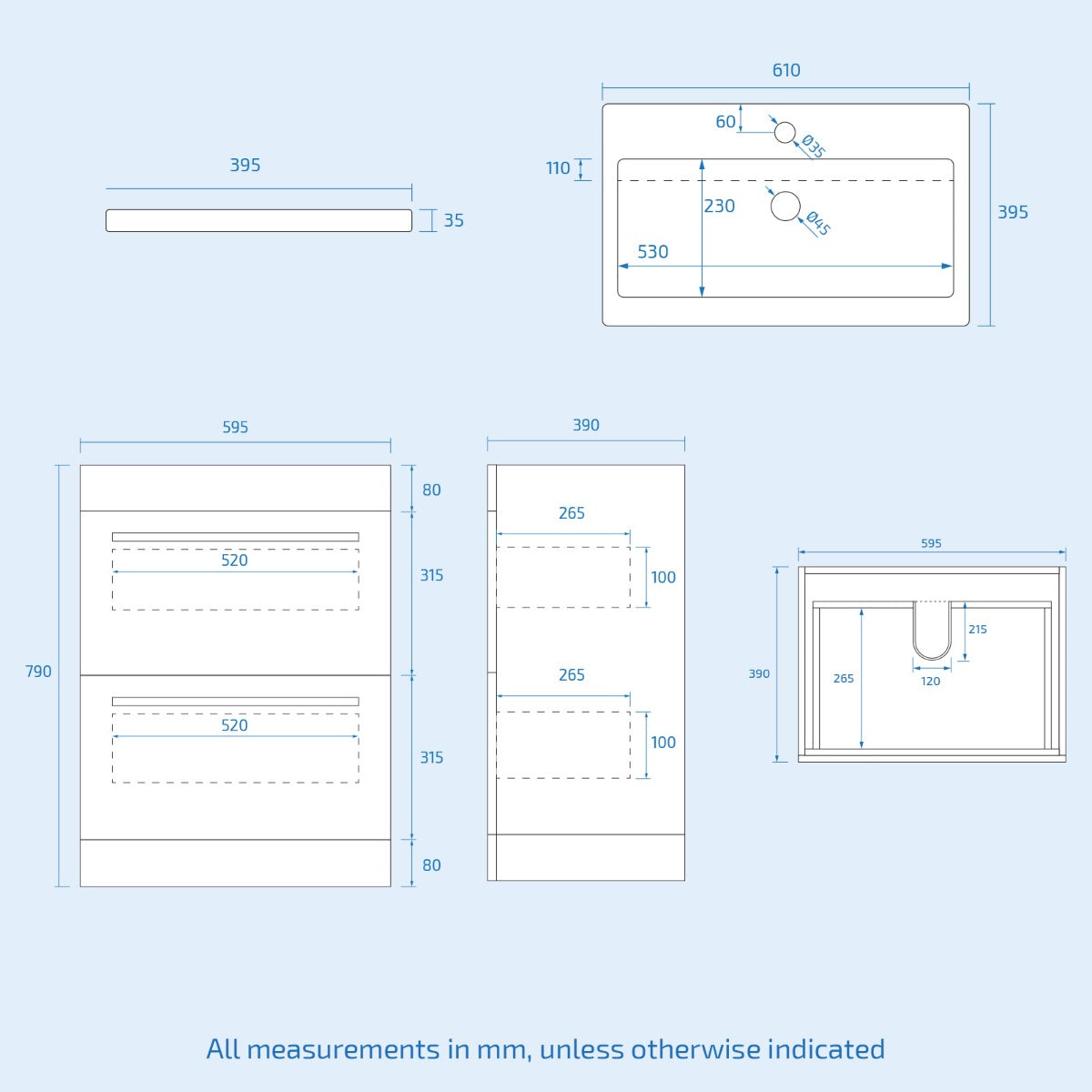 Nanuya 600mm Floorstanding 2 Drawer Vanity Basin Unit, BTW Unit & Curved BTW Toilet White