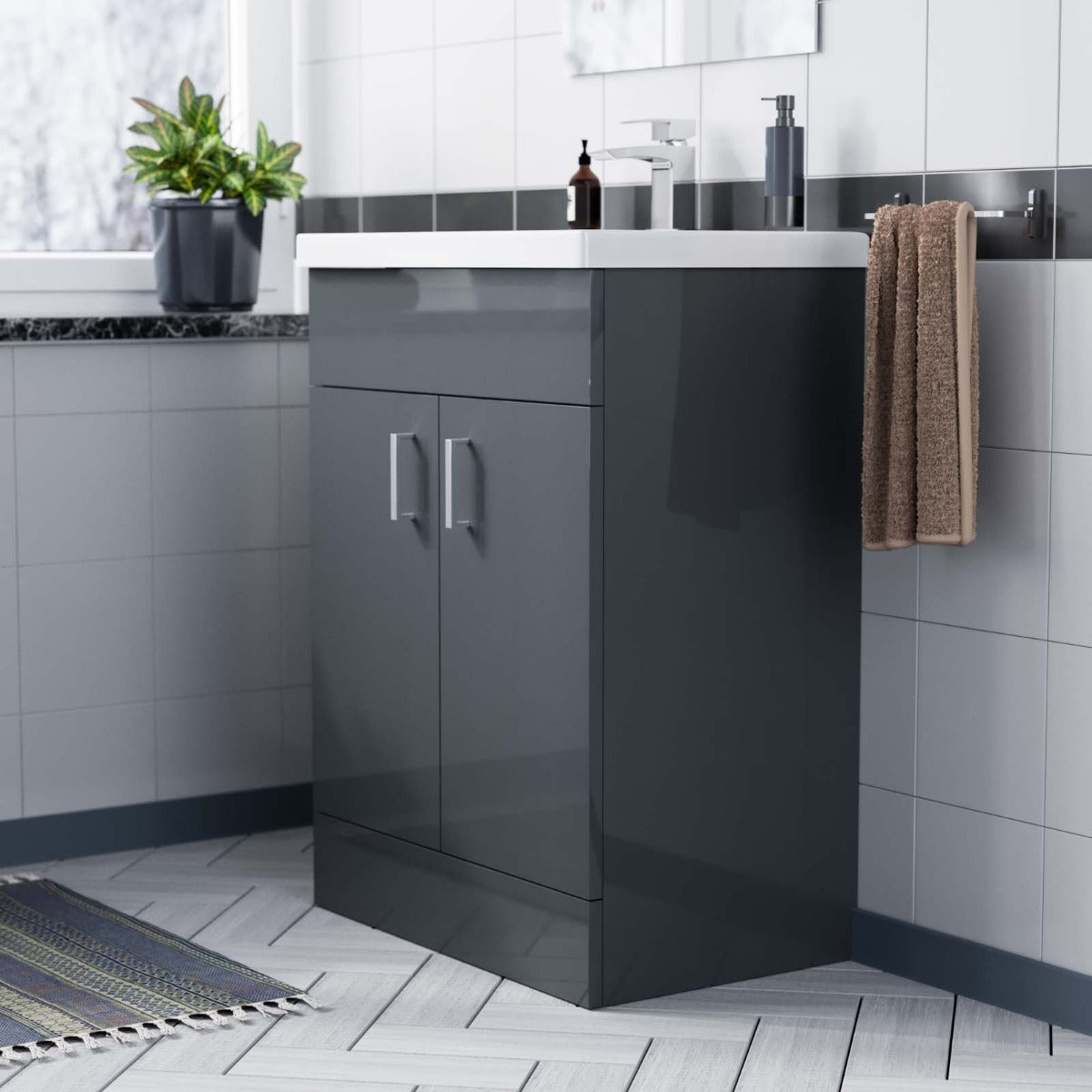 Nanuya 600mm Floorstanding Vanity Basin Unit Grey