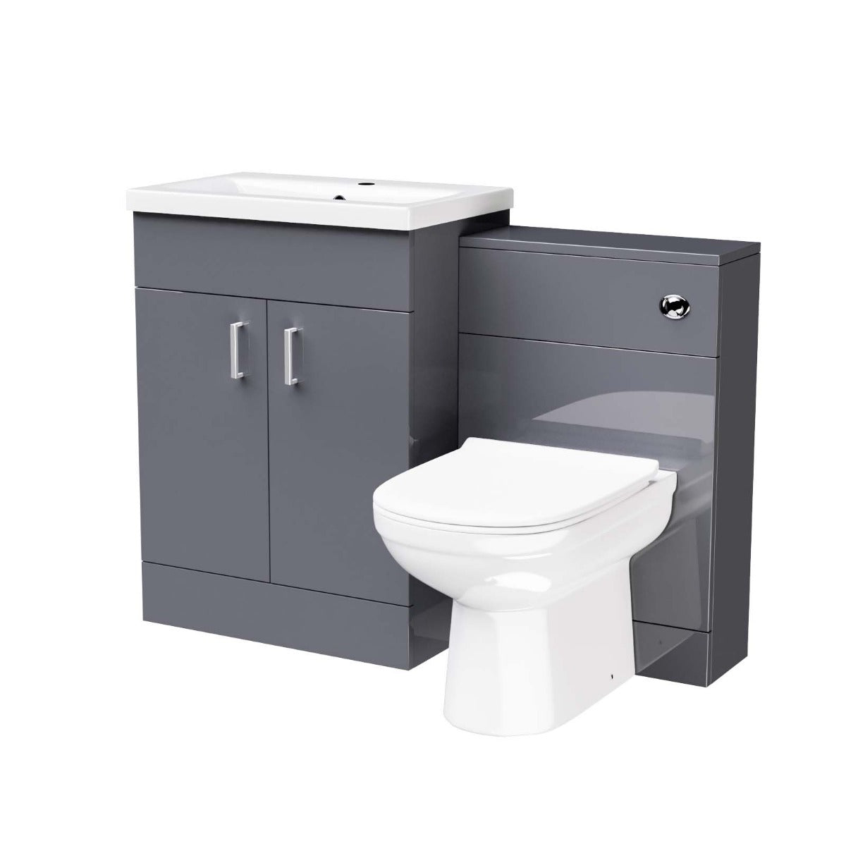 Nanuya Dark Grey 1100mm Grey Vanity Basin WC Unit & Back To Wall Toilet