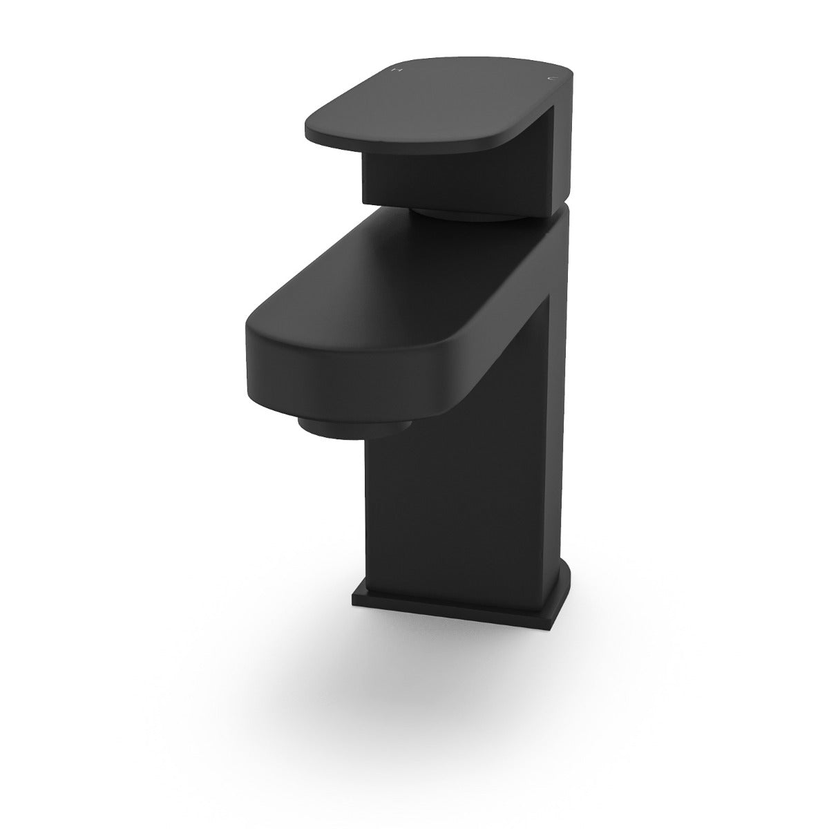 Black faucet on a white background