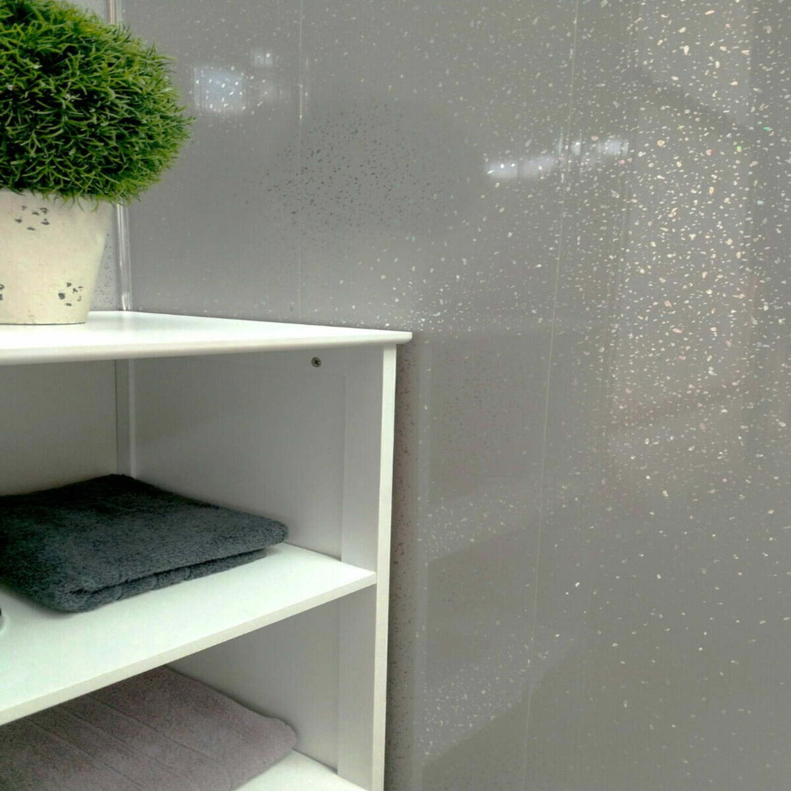 Grey Sparkle PVC Ceiling Panel/Shower Wall Panel 250mm X 2700mm X 5mm (Pack Of 4)