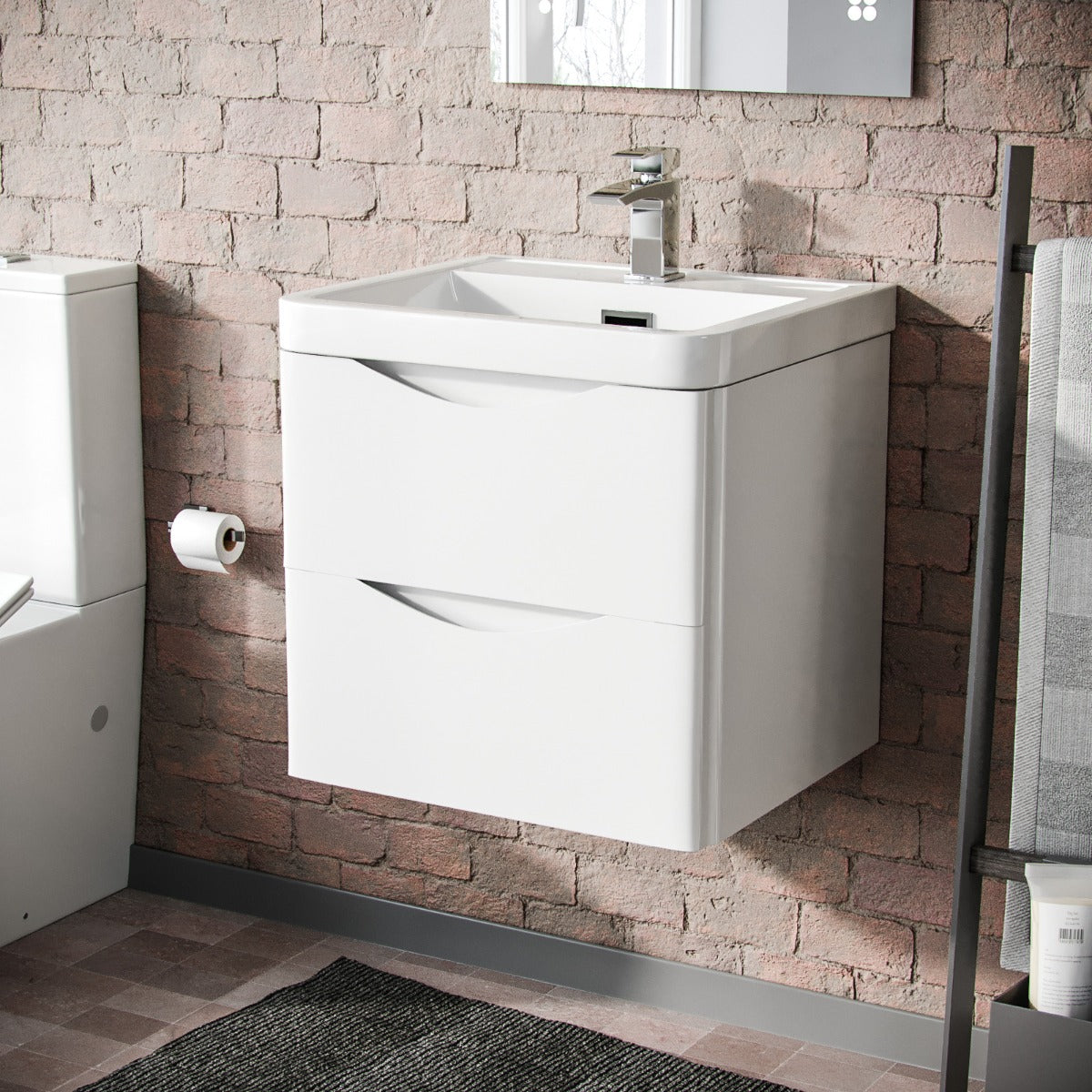 Merton 500mm Wall Hung Basin Vanity Unit White