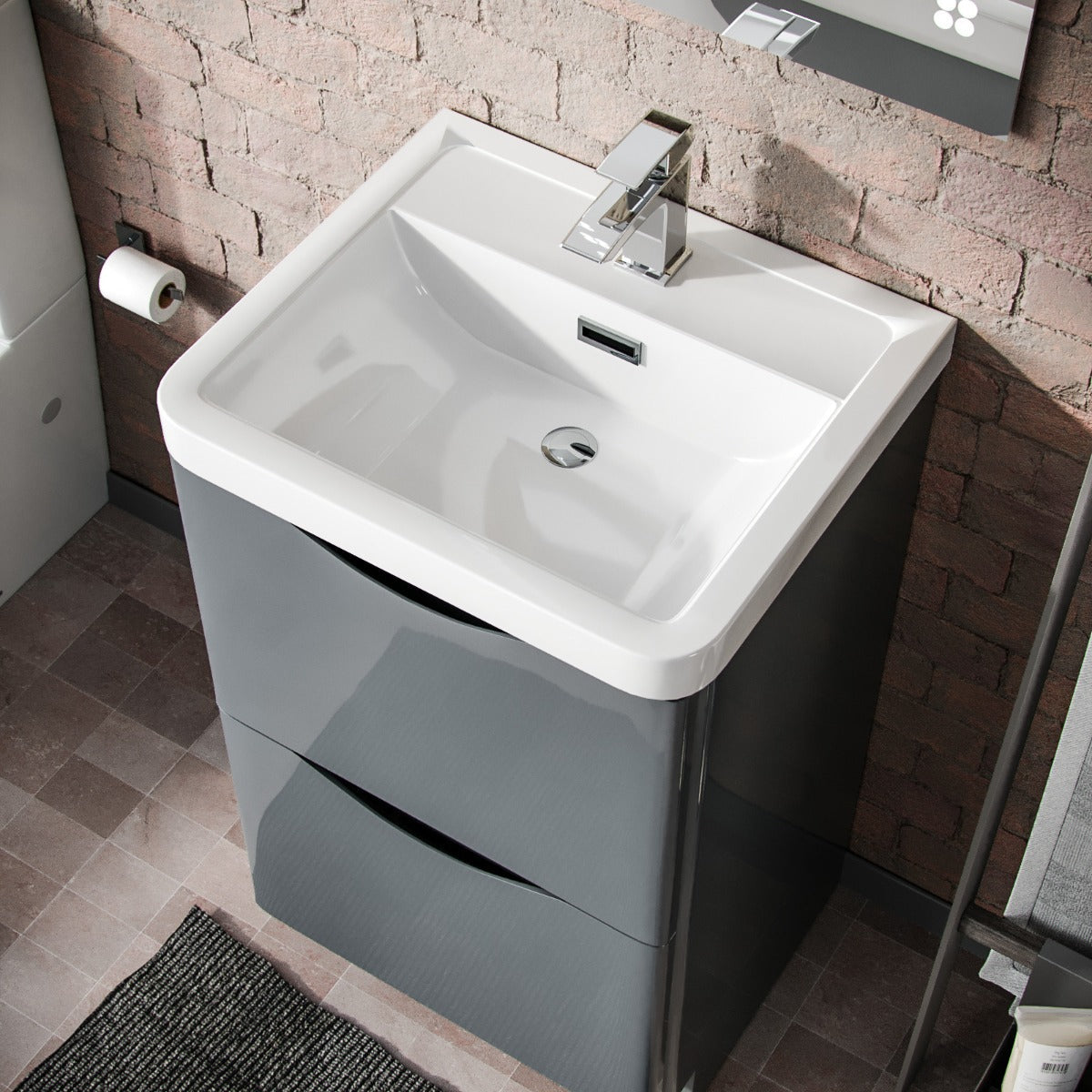 Merton 500mm Floorstanding Basin Vanity Unit Grey