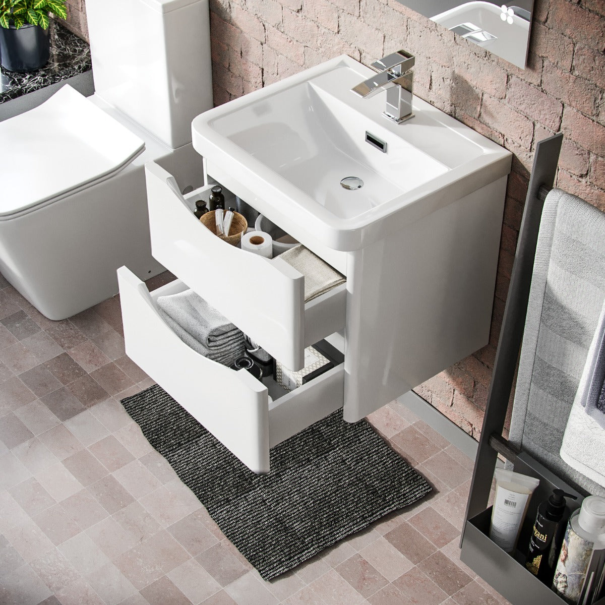 Merton 500mm Wall Hung Basin Vanity Unit White