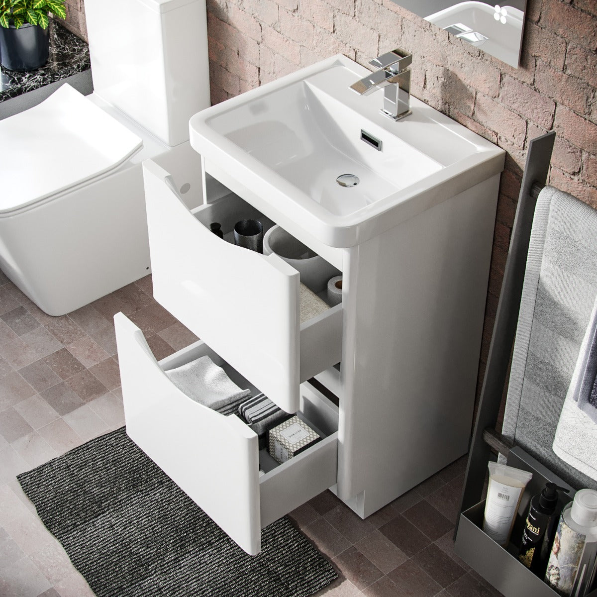 Merton 500mm Floorstanding Basin Vanity Unit White Flat Pack