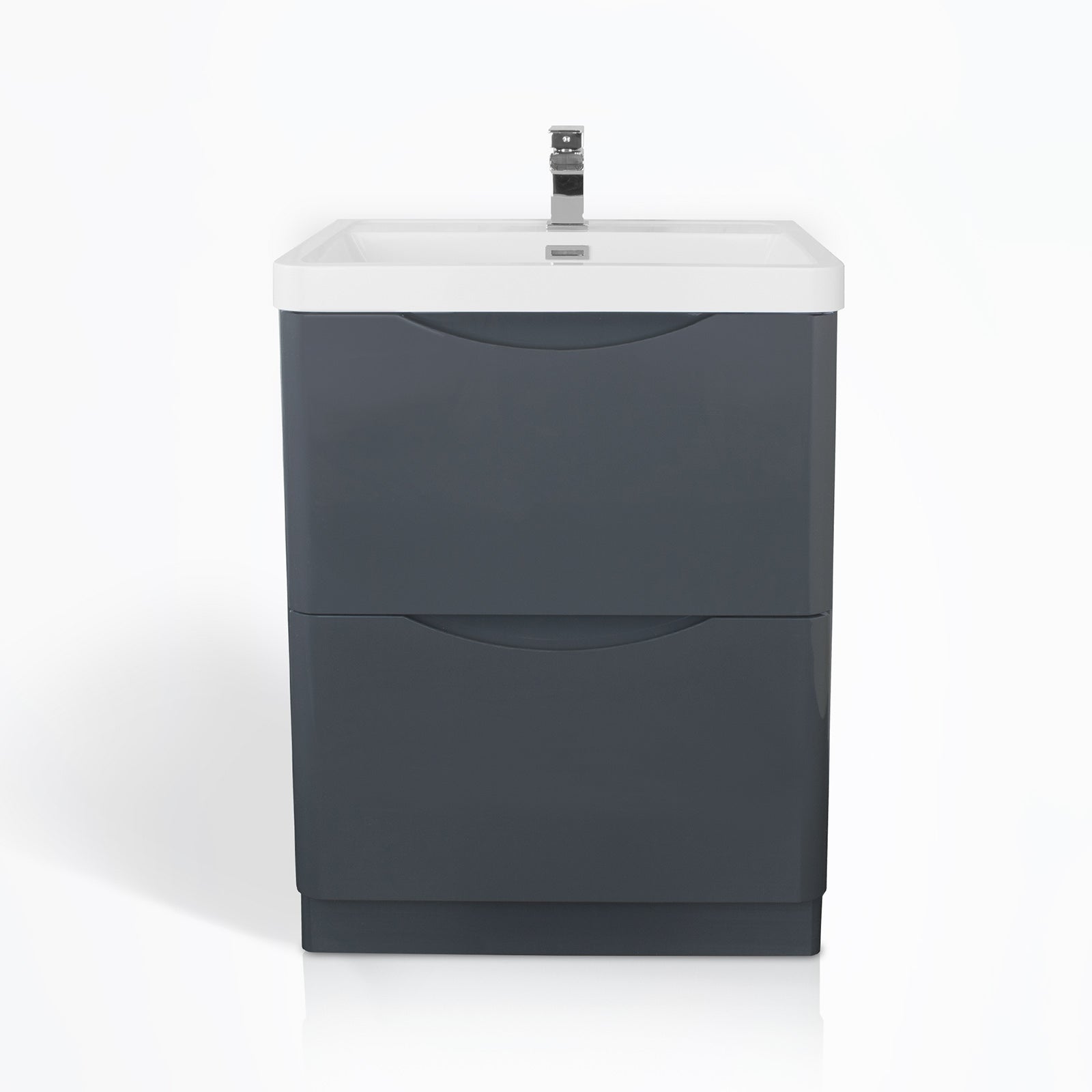 Merton 600mm Dark Grey Freestanding Bathroom Vanity Basin Unit + Wall Hung Tall Storage Cabinet