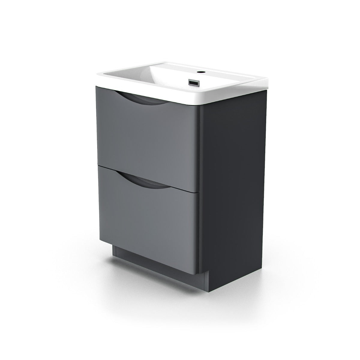 Merton Dark Grey Basin Sink Flat Pack Vanity Unit and Basin Tap & Waste Set