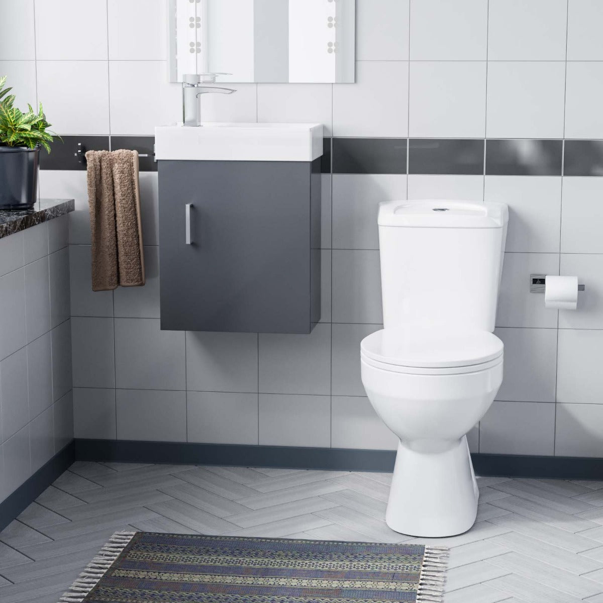 Nanuya 400mm Grey Wall Hung Vanity Unit And Toilet Pan