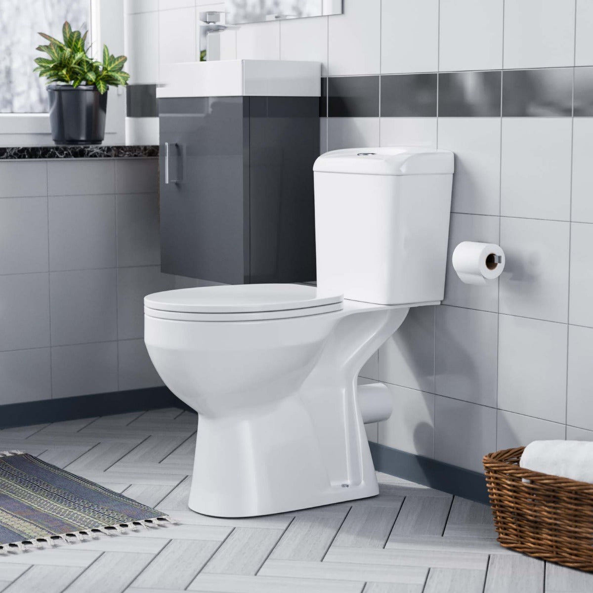 Nanuya 400mm Grey Wall Hung Vanity Unit And Toilet Pan