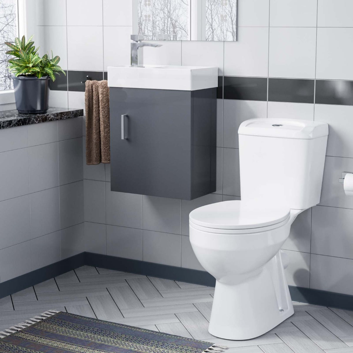 Nanuya 400mm Grey Wall Hung Vanity Unit And Toilet Pan