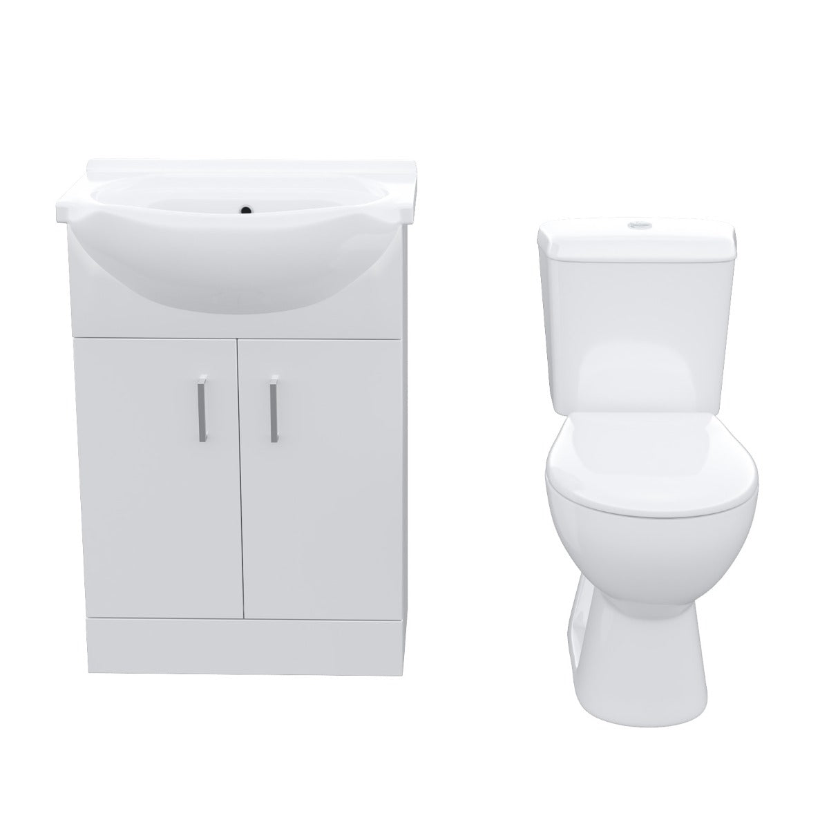 Ellen 550mm Floorstanding Vanity Basin Unit & Close Coupled Toilet White