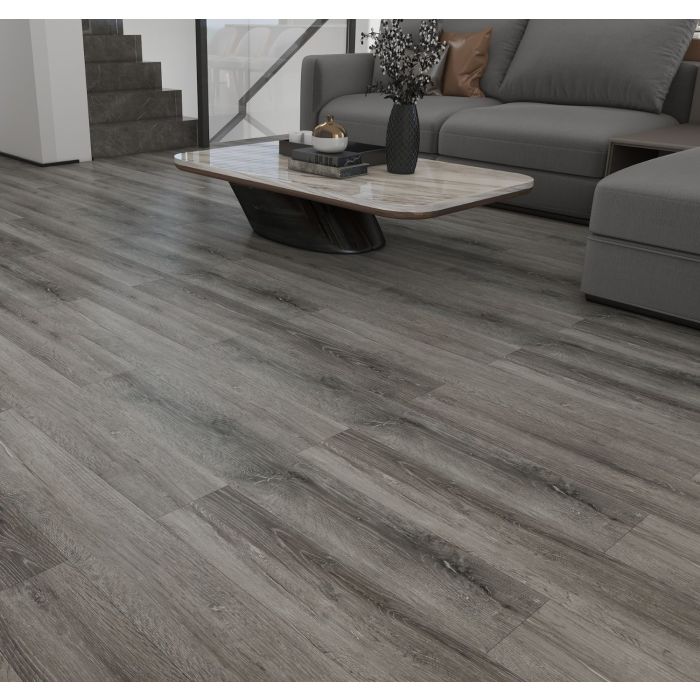 SPC Vinyl Click Flooring Wood Plank 1220mm x 180mm Grey Oak 5.35mm Thick - Pack Of 10