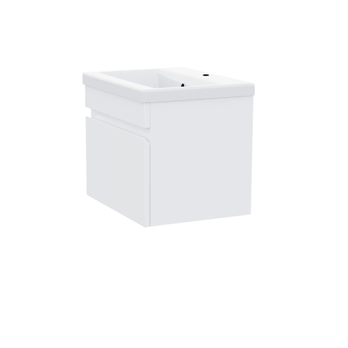 Alaska 500mm 1 Drawer White Wall Hung Vanity Cabinet and Basin Sink Unit